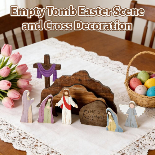 Wooden Easter Resurrection Scene Religious Decor 1