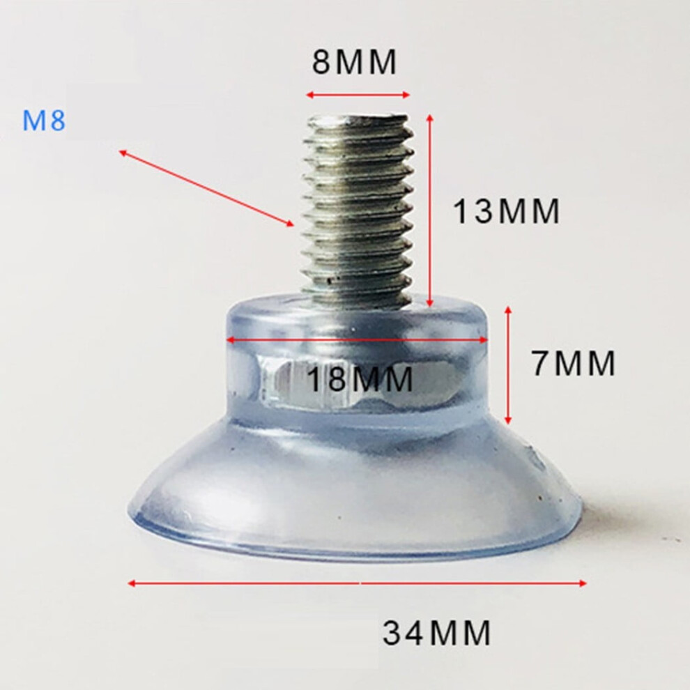 10 Pcs M8 Clear Nut Thumb Screw Suction Cups/Pad Suckers Turn Plastic/Rubber,34Mm 9493189691946