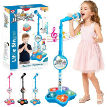 All-in-One Karaoke Microphone Toy with Stand and LED Lights