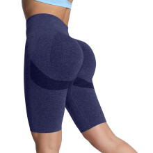 Dames yoga shorts met hoge taille, billenliftend, naadloos model, biker shorts met buikcontrole, marineblauw, sportshorts voor workout, gym of