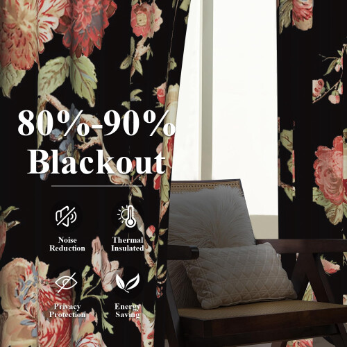 Blackout Curtains for Living Room Floral Pattern 2-Pack 2