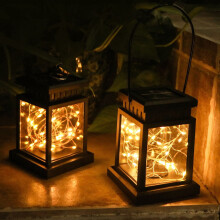 Lanterna decorativa a LED da esterno ad energia solare, con ganci in metallo, ideale per giardino/patio/cortile, stile moderno retrò, autonomia di