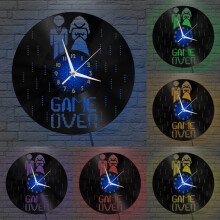 „Game Over“ Vinyl-Wanduhr, Schallplattenuhr, geräuschlos und ohne Ticken (30 cm B-LED)