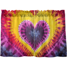 Tie Dye Heart Kitchen Curtains 36 Inch Length Short Tier Curtains for Small Windows Half Window Treatments for Living Room Kitchen Bedroom 2 Panels