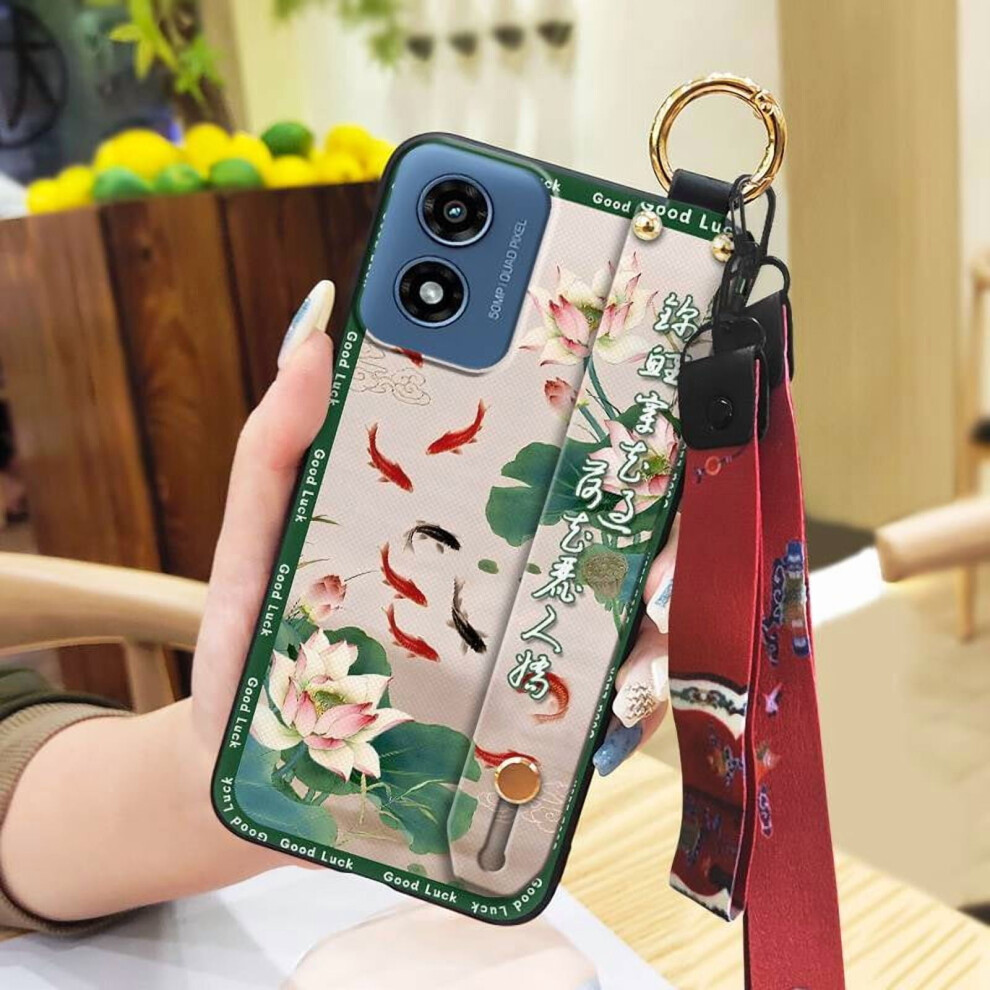 Shockproof Phone Case For Moto G Play 2024/4G/5G, Wrist Strap, Chinese Style, Kickstand, Dust-Resistant, Anti-Knock 9493189693476