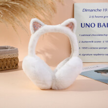 Thickened plush Cat's ears (Steamed cat-ear shaped bread) earmuff headband cute folding cycling ski warmth