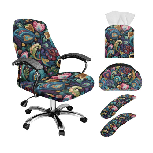 Καλύμματα καρέκλας Vintage Floral 5 τεμάχια με ψηλή πλάτη, ελαστικά