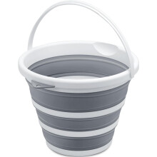 Small Collapsible Bucket 1.3 Gal/5L, BPA-Free, Portable & Foldable for Camping, Car Wash, Fishing – Grey, Single Pack