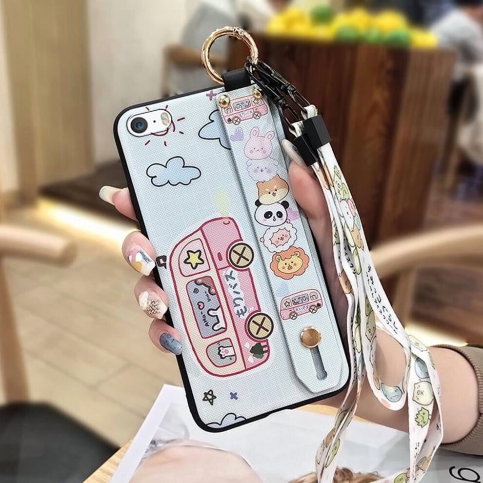 Shockproof Phone Case Compatible With Iphone 5/5S/Se – Waterproof, Wristband, Kickstand, Cartoon Design, Durable Lanyard Ring 9482726340690