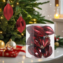 12er-Pack Christbaumkugeln, matt und glänzend, Metallic-Finish, leichte Hängekugeln für festliche Weihnachtsdekoration, 14,5 cm (5,7 Zoll), Rot