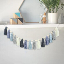 Boho Tassel Garland Decor with Wood Beads – Wall Hanging for Classroom, Nursery, Baby Shower, Kids Room & Office