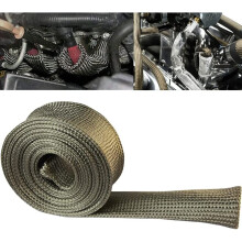 Titanium Heat Shield Sleeve 1" x 10' – 2500F Fuel Line, Spark Plug Wire & Brake Cable Protector – Compatible with Auto Wire Loom
