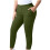 Army Green Women's Plus Size Elastic Waist Ankle Pants with 1