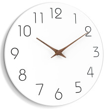 12" Silent Battery Wall Clock – Wooden White Minimalist Design for Kitchen, Living Room, Bathroom, Office (Compatible with AAA Batteries)