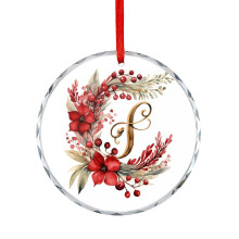 Floral Watercolor Xmas Ornament Glass Hanging Decoration