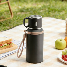 Insulated Stainless Steel Vacuum Bottle – C-Type Lid with Cup/Tea Strainer for Hot/Cold Drinks
