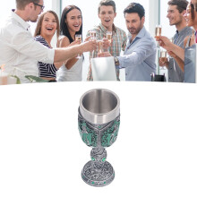 Vintage Stainless Steel Wine Goblet 16.4oz Engraved Party Chalice