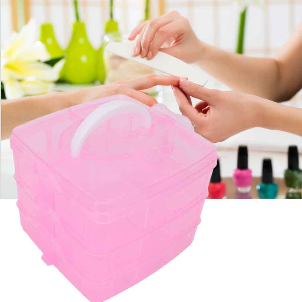 Pink 3-Tier Nail Tool Organiser Case