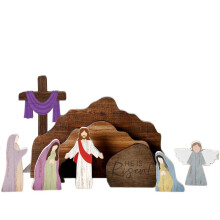 Wooden Easter Resurrection Scene Religious Decor