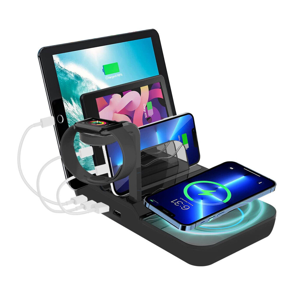 70W 5-In-1 Charging Station: 10W Wireless + 4 Ports (30W Usb-C Pd), Compatible With Ipad, Iphone, Tablets, Kindle 9464372738991