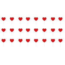 24 PCS Love Heart Cupcake Toppers - Red Romantic Valentine's Day Picks for Bridal Shower, Birthday, Wedding & Themed Party Cake Decor