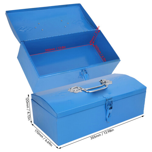 Large Iron Tool Box Storage Case – Portable, Rust-Resistant, 13.98x6.69x4.72in 1