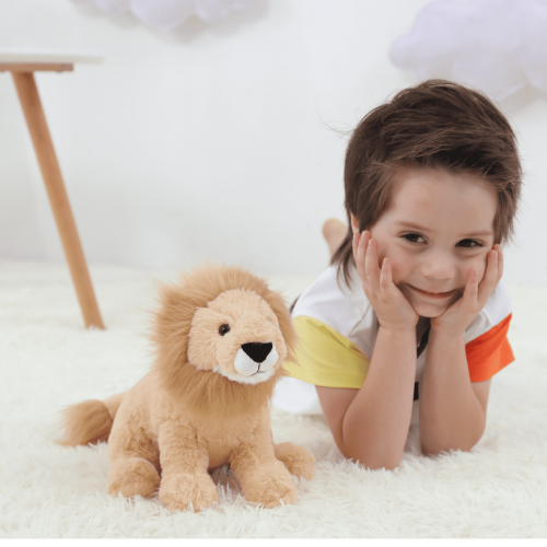 Leão de pelúcia amarelo para crianças, 25 cm (9,8 polegadas) 1
