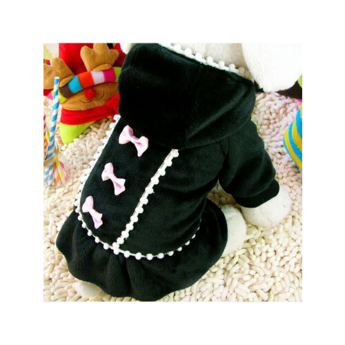 Casaco de lã para cães e gatos, estilo princesa, com capuz e laço, quentinho e confortável.