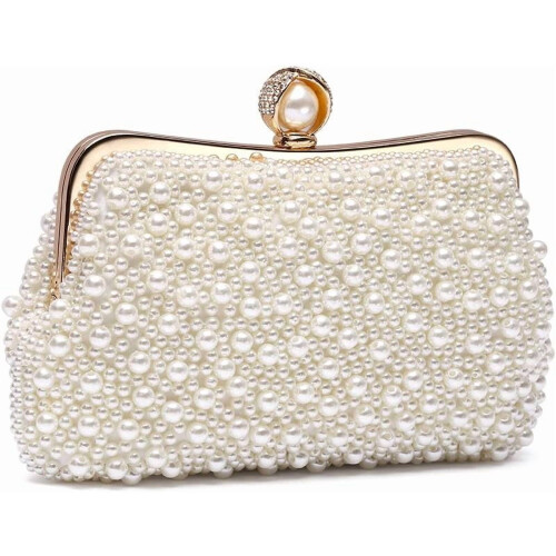 Γυναικείες βραδινές τσάντες clutch με πλήρεις χάντρες και τεχνητά μαργαριτάρια για