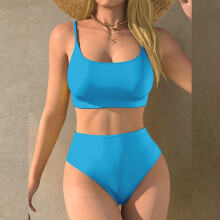 Women's Two-Piece Swimsuit Set Slim Fit Solid Color
