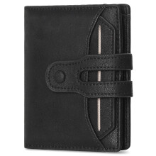 Men's Leather Bifold Wallet with RFID Blocking and Zipper
