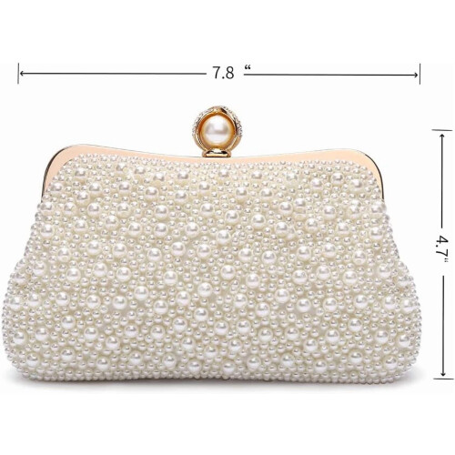 Γυναικείες βραδινές τσάντες clutch με πλήρεις χάντρες και τεχνητά μαργαριτάρια για 1