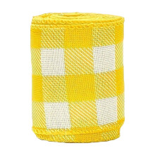 Colorful Plaid Fabric Ribbon 2.5" x 5 Yds – Spring/Easter DIY, Gift Wrapping, Wreath Crafts (1 Roll)