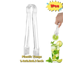 1 stuk plastic buffet serveertang, transparante keukentang, mini serveertang voor eten, ijs, salade, buffet, barbecue en koekjes, 16 cm