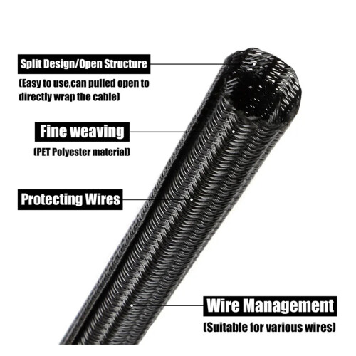 1meter Self-Closing PET Expandable Flexible Insulated Wrap Pipe Split Wire Organizer Line Protector 2