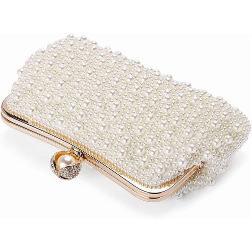 Γυναικείες βραδινές τσάντες clutch με πλήρεις χάντρες και τεχνητά μαργαριτάρια για 2