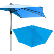 9FT 5-Rib Umbrella Replacement Canopy – Lake Blue, Outdoor Half Umbrella Cloth, Patio Parasol Top Cover