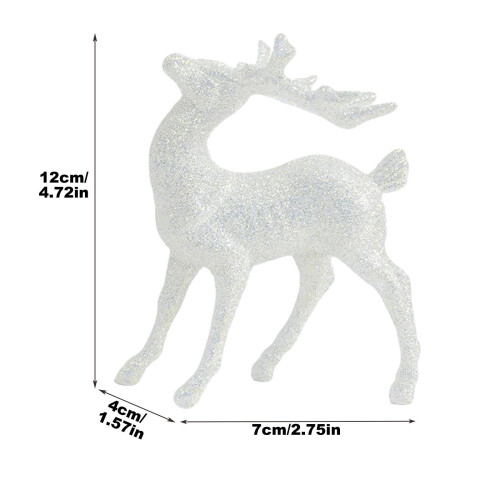 Glitter Reindeer Christmas Ornament White 2 pcs 1