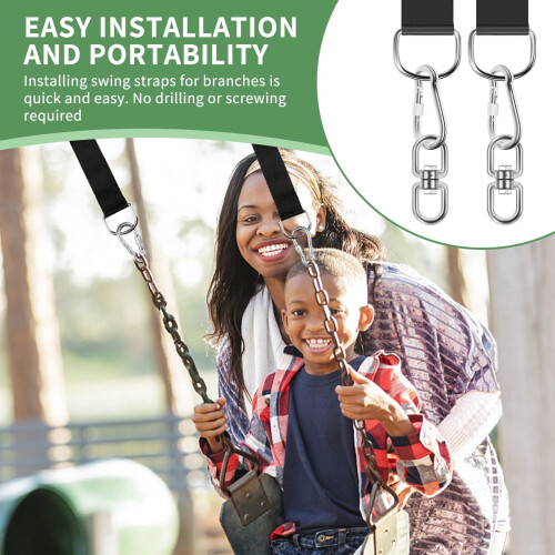 Tree Swing Hanging Strap Kit 9.84 FT, Weatherproof Nylon with Tree Protector – Compatible with Hammocks & Swings 1