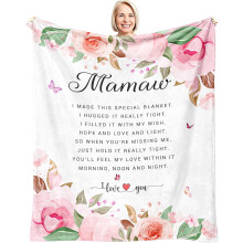 Mamaw fødselsdagsgavetæppe 102x132 cm – Bedstemors tæppe til pensionering, kompatibelt med Mamaw Gifts