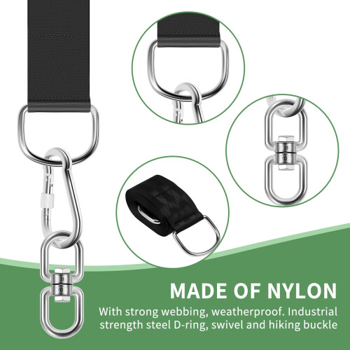 Tree Swing Hanging Strap Kit 9.84 FT, Weatherproof Nylon with Tree Protector – Compatible with Hammocks & Swings 2