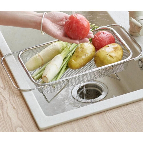 Adjustable Stainless Steel Drainage Basket Space-Saving Sink Storage Solution 2