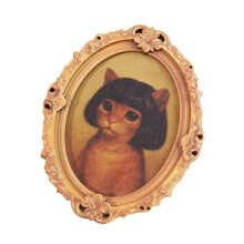 Retro Cat Fridge Magnet Wooden Brown