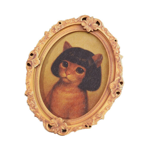 Retro Cat Fridge Magnet Wooden Brown