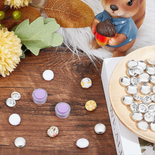 100 Sets Cover Button Kit with Tools,Fabric Button Making Kit,Fabric Cloth Covered Flat Back Buttons Make 2