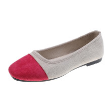 Scarpe rosa acceso da donna, casual, alla moda, primavera/autunno, piatte, con punta arrotondata, color block, scollo basso, morbide, facili da