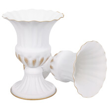 White Iron Cemetery Flower Container 2 pcs