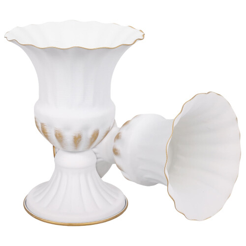 White Iron Cemetery Flower Container 2 pcs