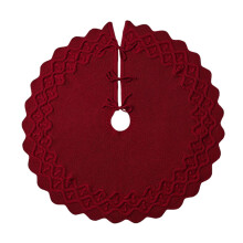 DAMAI 48" Red Knitted Christmas Tree Skirt – Luxury Cable-Knit Rustic Vintage Boho Tree Mat, Farmhouse Holiday Decor (Red)