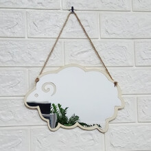 Décoration de chambre en liquidation - Miroir mural nordique en bois et acrylique - Accessoires de décoration murale - Miroir mural F
